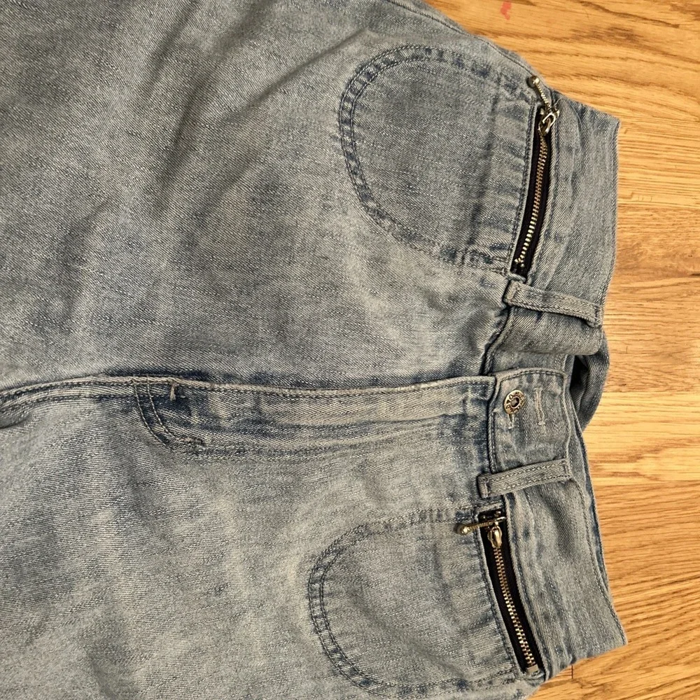 Wanted Jeans Womens 9 Blue Embroidered Medium Wash Wide Leg‎ Baggy y2K 90s